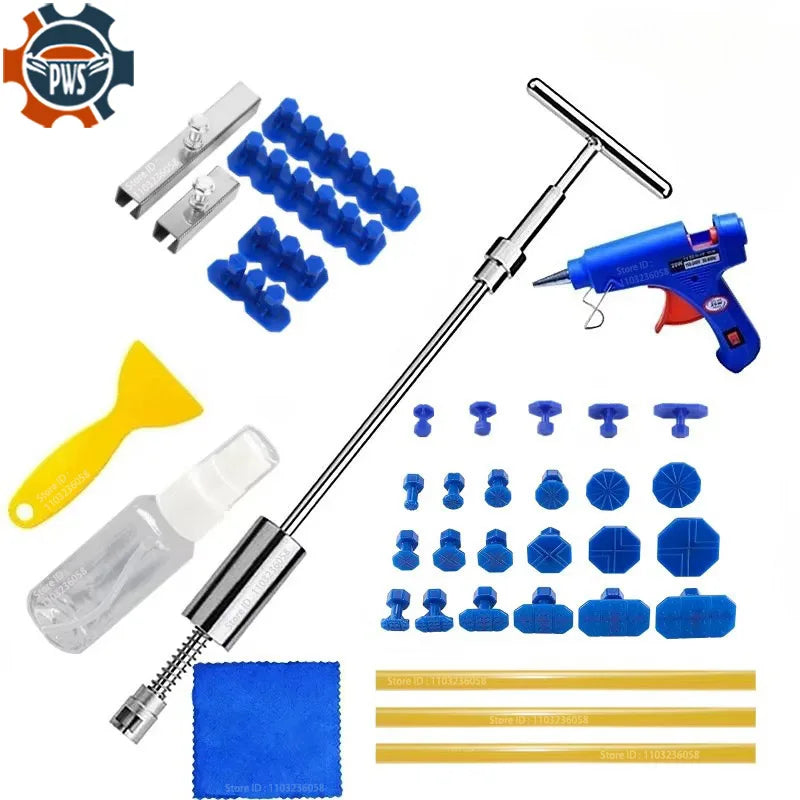 PWS Car Dent Repair Tools Puller Removal Kit Slide Hammer Reverse Hammer Tool Body Suction Cup Adhesive Blue Glue Tabs