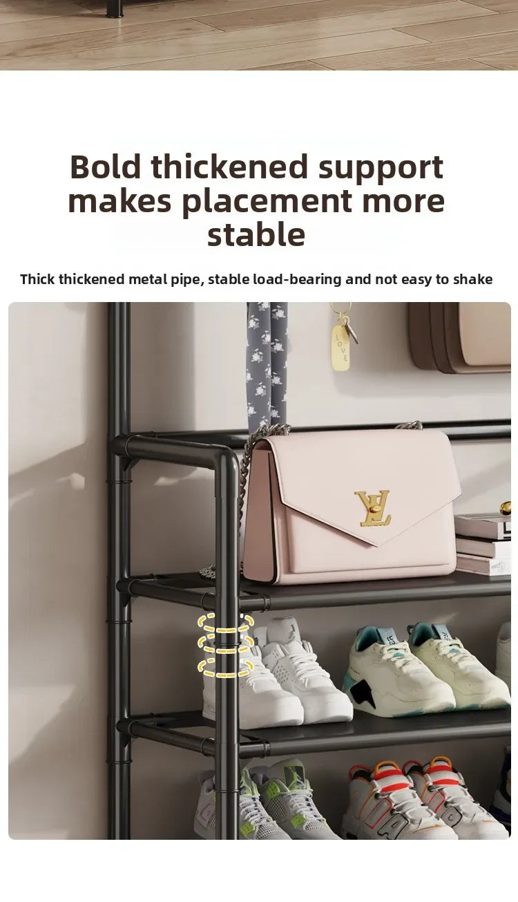 Multi-layer Door-mounted Shoe Hat Rack - Simple Assembly Household Integrated Multi-functional Storage Cabinet for Home Use