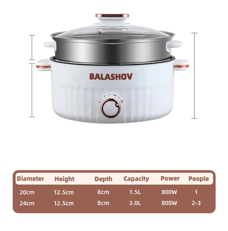 1.5L/3L Portable Electric Rice Cooker Multifunctional Double Layer Pan Non-stick Cookware for Kitchen and Home Appliance