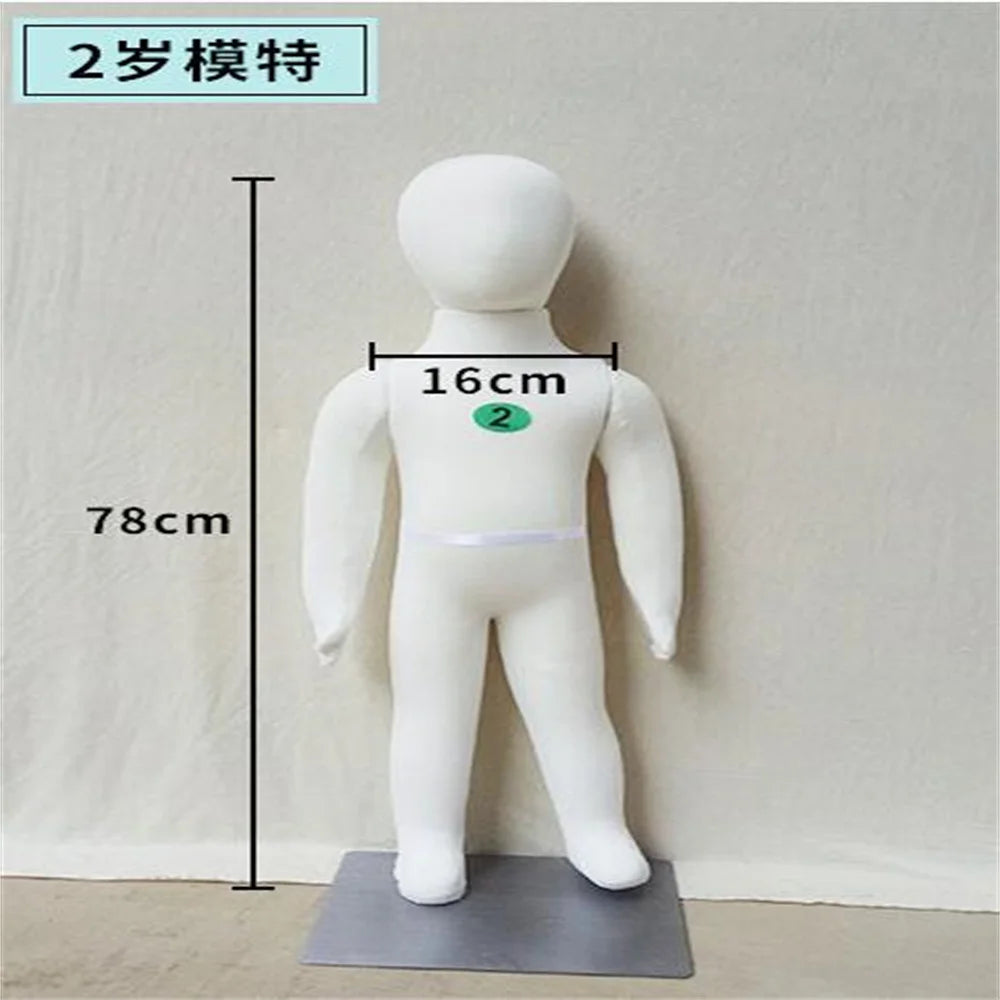 Baby Full Child Hand Mannequins, Soft Body Display, Can Bend with Cotton Fabric, Flexible Cloth, Iron Base, Wholesale, 1-4 Yrs