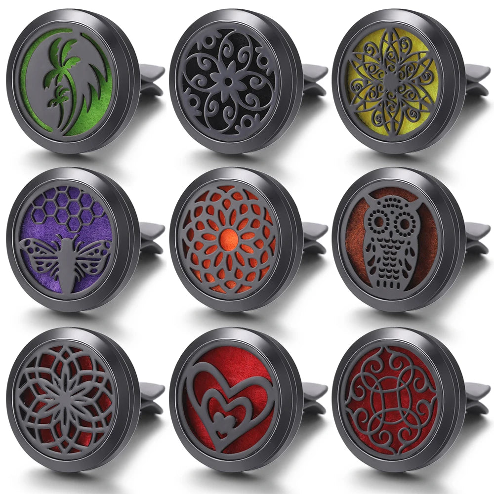 New Car Air Freshener Diffuser Clip Black Hollow Pattern Aromatherapy Lockets Essential Oil Perfume Pendant Car Ornaments Gift