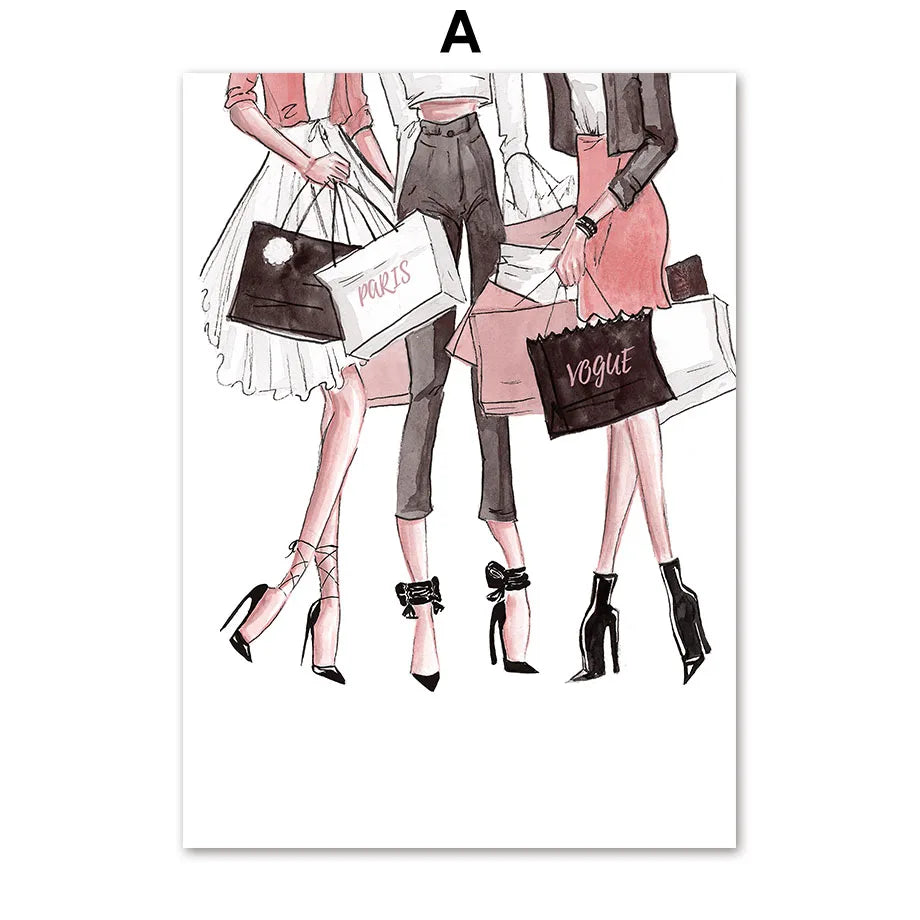 Fashion Wall Art Prints Pink Glam Perfume Diamond Poster Chic Inspirational Quotes Teen Vanity Room Dorm Walk in Closet Decor