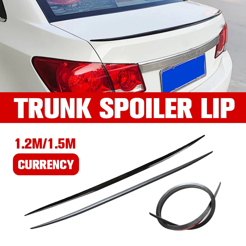 1.2M Universal Flexible PU Car Spoiler Lip Soft Rubber Roof Trunk Wing Sticker Trim Self-adhesive Bonnet Hatch Gate Decorative