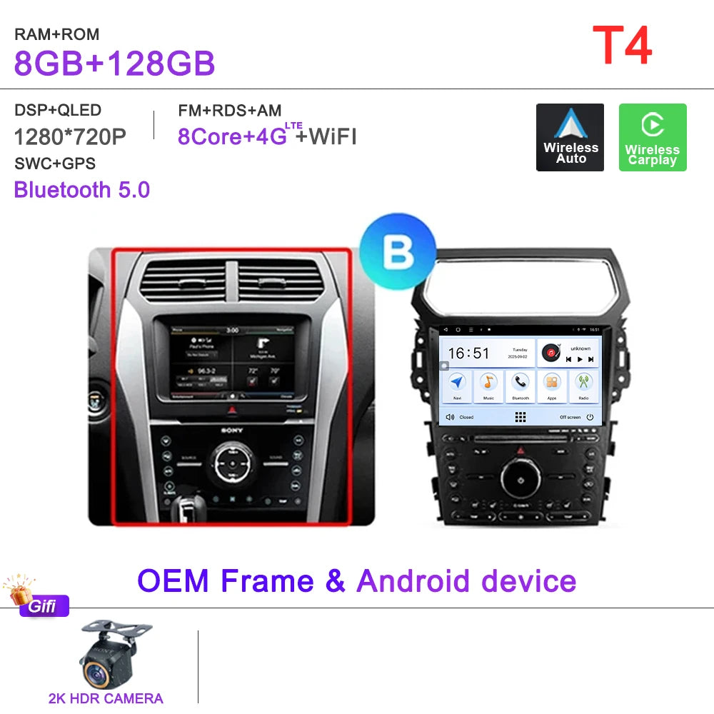 Auto Radio Android 16 For Ford Explorer 5 2011 -2019 Car Multimedia Player Navigation Stereo GPS No 2Din DVD Head Unit  Dash Cam