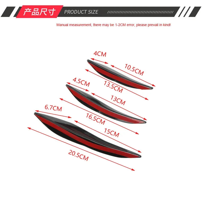 Hot Sale 6pcs/set Decoration Diffuser Splitter Fin Body Spoiler Canard Valence Chin Car Tuning Canard Universal Front Bumper Lip