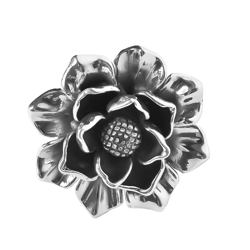 925 Sterling Silver Metal Flower Shell Geometric Rings For Women French Retro Romantic Open Thai