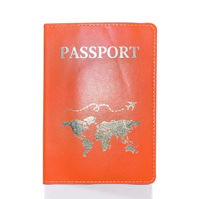 Lover The World Map Passport Cover Hot Stamping Simple Plane Women Men Travel Passport  Case Holder Fashion Wedding Gift