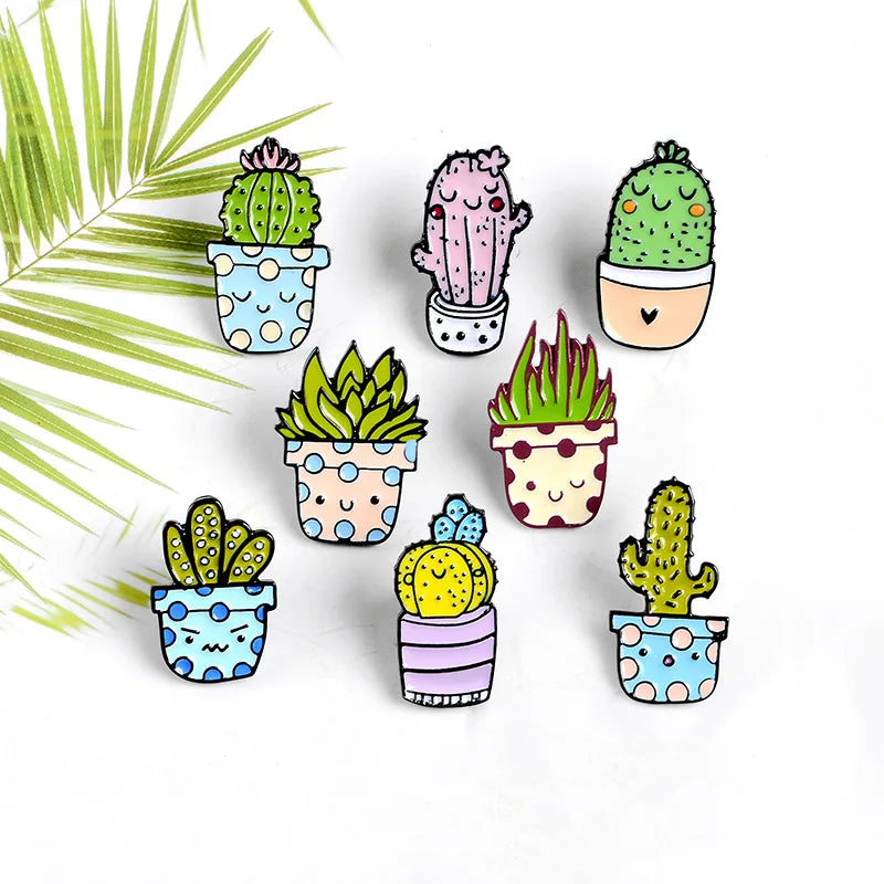 Cactus cactus balls succulent Enamel Pin Brooch Cartoon Women Men Denim Jackets Lapel Pins Backpack Badges Kids Fashion Jewelry