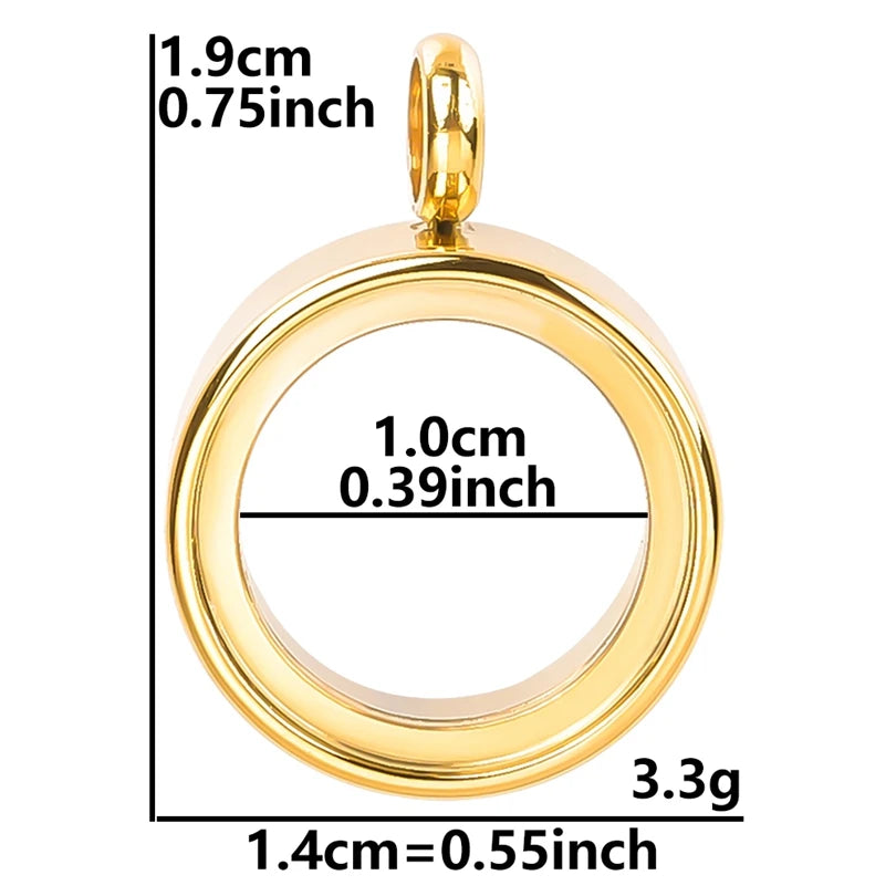 1Pc Stainless Steel Round Reliquary Photo Coin Holder Locket Pendant Openable Glass Cremation Urn Relicario Colgantes Jewelry