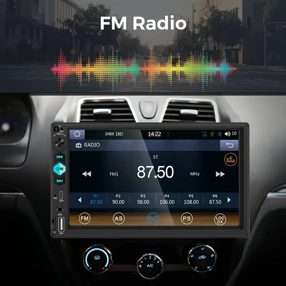 [17.78 cm Support Type-C Car MP5 Player] Double Din Car Stereo Player | with Wireless FM, Type-C/Usb/Tf/Aux Input