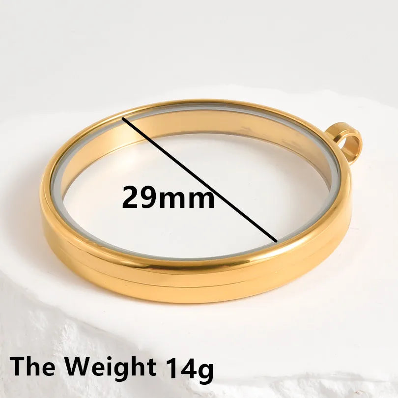 1Pc Stainless Steel Round Reliquary Photo Coin Holder Locket Pendant Openable Glass Cremation Urn Relicario Colgantes Jewelry