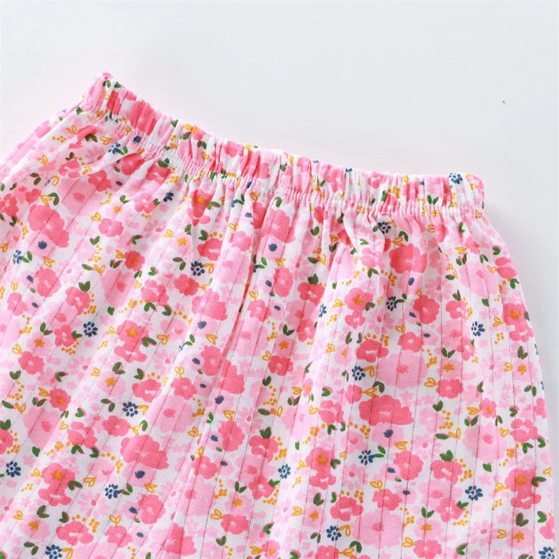 2026 New Kids Tops+shorts Set Summer Thin Baby Cotton Vest Sleeveless Loungewear Set for Girls Suit