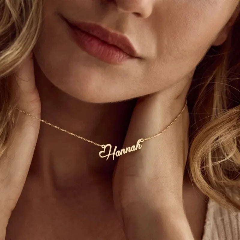 Custom Name Heart Necklace For Women Personalized Minimalism Jewelry Gold Color Choker Necklace Pendant Nameplate Gifts