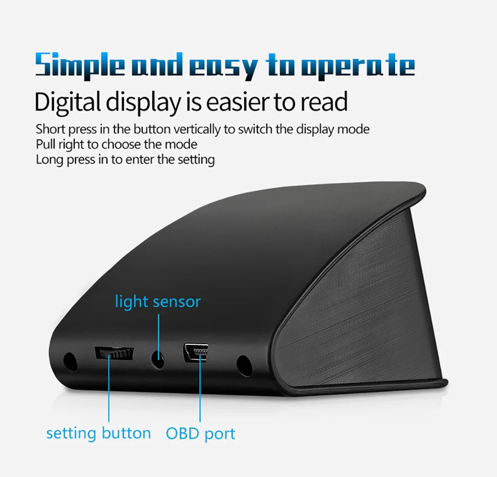 HD P10-PRO OBD2 HUD Car Head Up Display Digital Speedometer Auto On-board Computer With Speed RPM Temperature Voltage Alarm