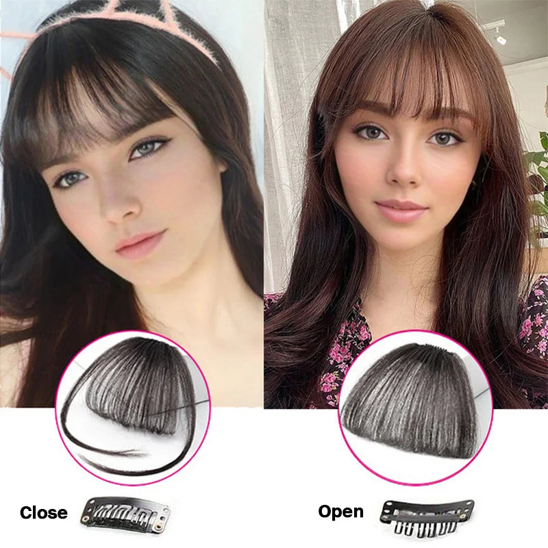 WIGSIN Synthetic Clip In Air Bangs Hair Extensions Short Straight Hairpiece Wig For Women Daily Use Hair Accessories