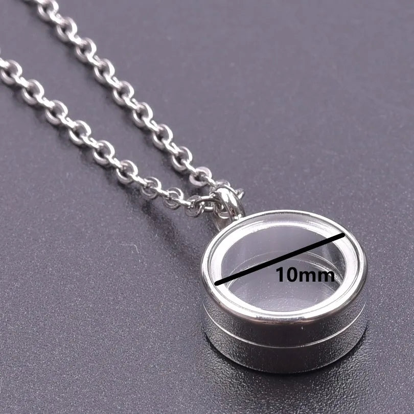 1Pc Inner Size 10-40mm Round Glass Memory Coin Holder Locket Pendant Necklaces Floating Living Relicario Collares Jewelry Bulk