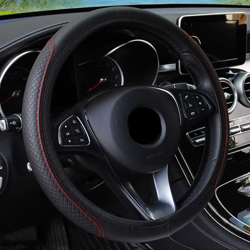37/38cm Automobile universal steering wheel cover non-slip car steering wheel cover non-slip embossed leather Car-styling