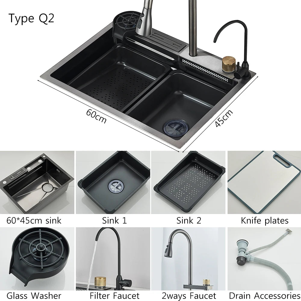Stainless Steel Kitchen Sinks Recessed Sinks Kitchen Taps Sinks with Drains Kitchen Faucet Sink Sets