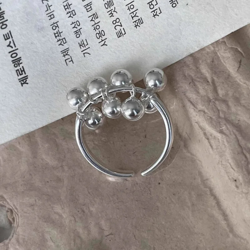 925 Sterling Silver Metal Flower Shell Geometric Rings For Women French Retro Romantic Open Thai