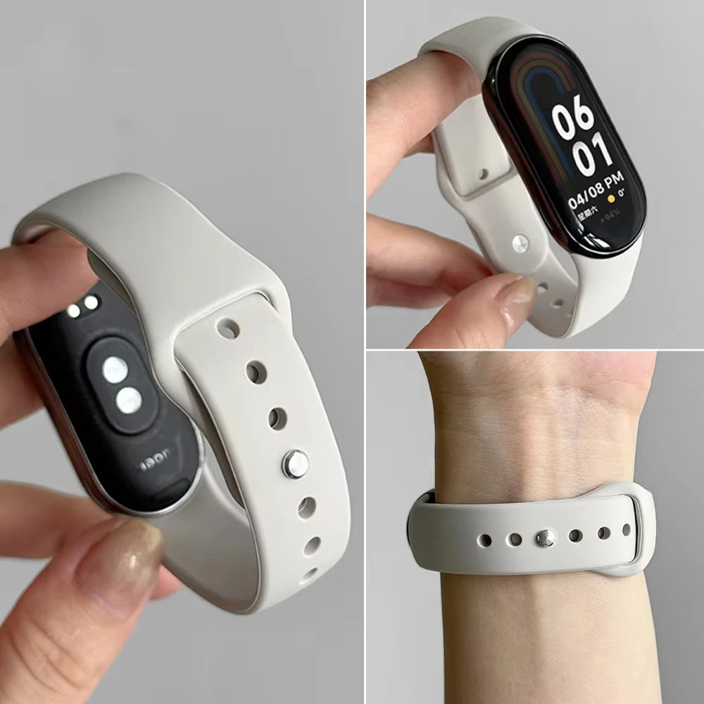 Silicone Watch Band for Xiaomi Mi Band 10 9 8 NFC Soft Waterproof Sport Straps Replacement Wristband for mi band 10 9 Smartwatch