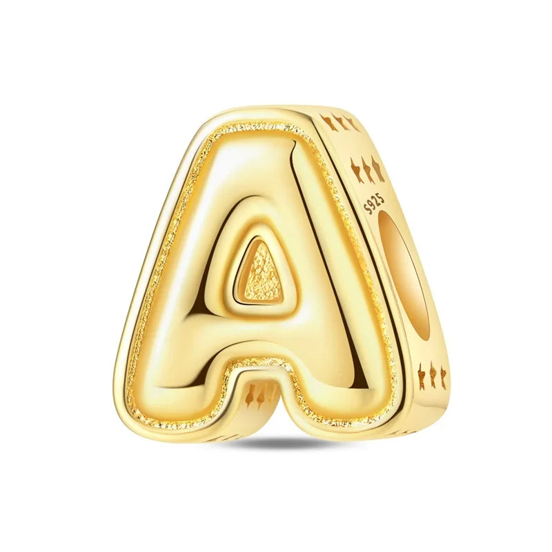 New Hot Sales 925 Sterling Silver 26 Golden Letters Charms Bead Fit Original Bracelet DIY Women Birthday Jewelry Gifts