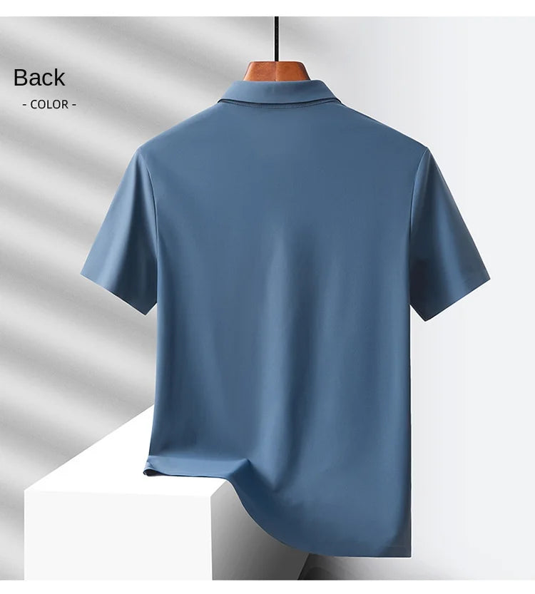 Selected popular nylon fabric, dad's summer clothing, middle-aged men's short sleeved T-shirt, summer ice silk quick drying, mid