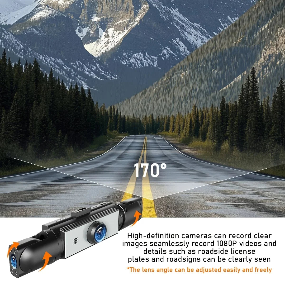 4-Camera Dash Cam: 1080p, Infrared Night Vision, Loop Recording, Front/Interior/Rear Triple-Camera Dash Cam