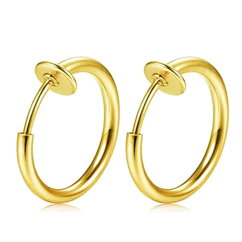 2-6Pc Fake Nose Ring retractable earrings Hoop Faux Lip Earrings Cartilage Septum Clip on Ear Lobe Helix Anti Conch Non Piercing