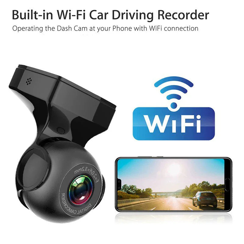 Car Dash Camera 1080P HD Driving Video Recorder 170 Degree Built-in WiFi DVR w/Night Vision Motion Detection G-Sensor Car Camera