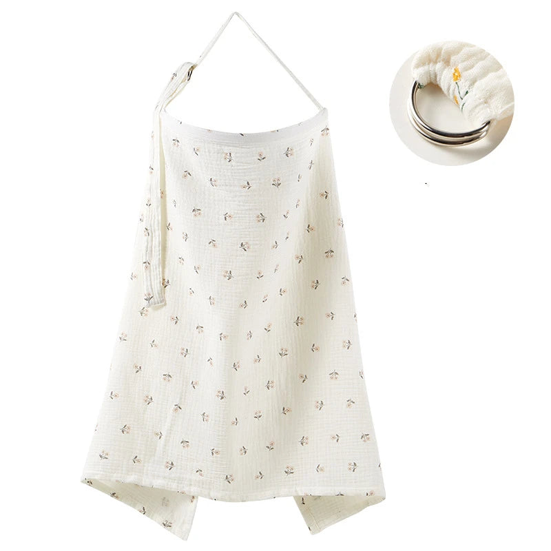 Nursing Cover Breastfeeding Privacy Baby Feeding Shawl, Breathable Cotton Muslin Adjustable Nursing Wrap for Moms
