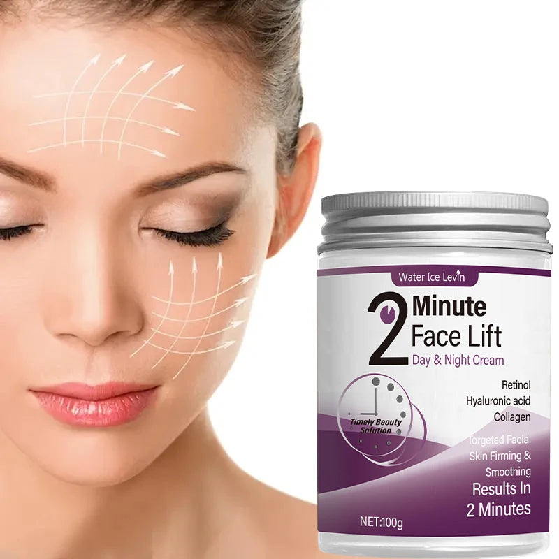 2-Minute Facial Lift Day & Night Cream with Retinol, Hyaluronic Acid & Collagen - Moisturizing Lotion Suitable for All Light Skin Tones, Fragrance-Free, Absorbs in 2 Minutes