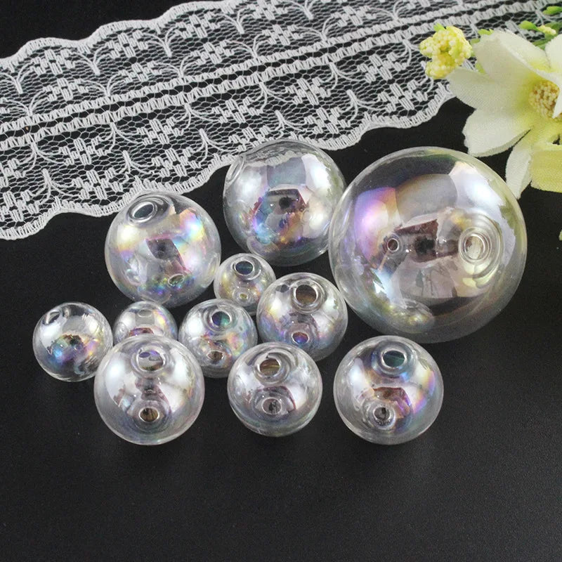 10piece 6-40mm Hollow Glass Ball With One Hole Round Bubble Vial Glass Globe Orbs Jewelry Findings Glass Locket Accessories