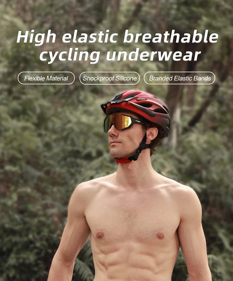 X-TIGER Cycling Underwear Men's Shorts 5D Padded Breathable Sports Riding Bike Bicycle MTB Liner Shorts with Anti-Slip Leg Grips