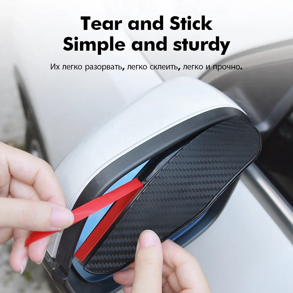 2/4Pcs Carbon Fiber Car Rearview Mirror Rain Shield Eyebrow Flexible Rearview Mirror Rain Shield Protector Eyebrow Rain Cover