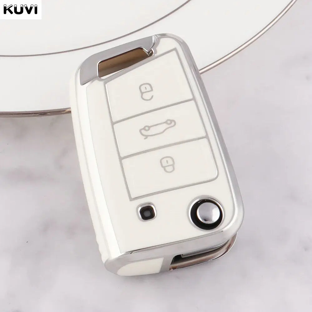 3 4 Buttons Car Key Case Cover Fob For VW Volkswagen Golf 7 MK7 Tiguan MK2 For SEAT Ateca Leon FR 2 Ibiza For Skoda Octavia A7