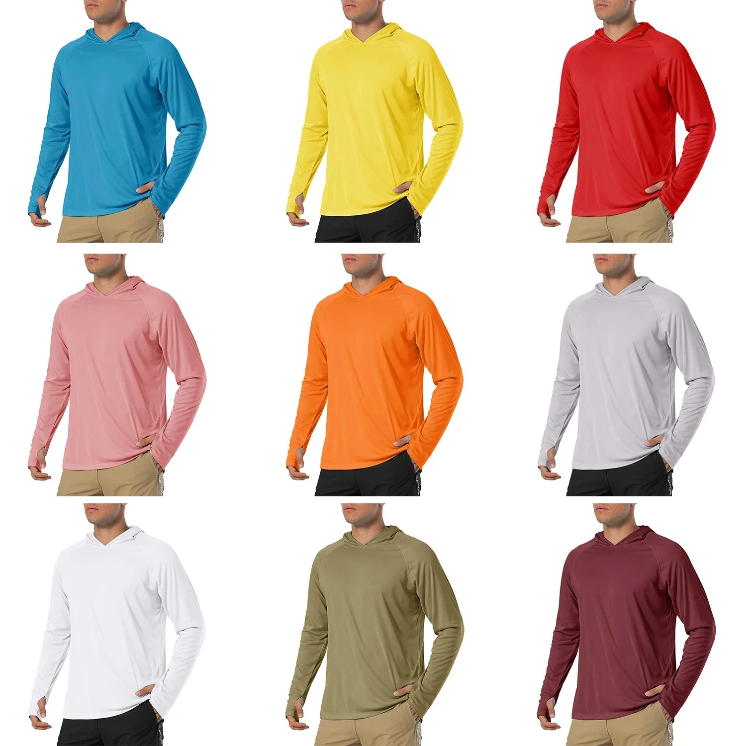 TACVASEN Sun Protection T-Shirts Mens Long Sleeve Hoodie Casual UV-Proof T-Shirts Breathable Lightweight Quick Dry T shirts Male