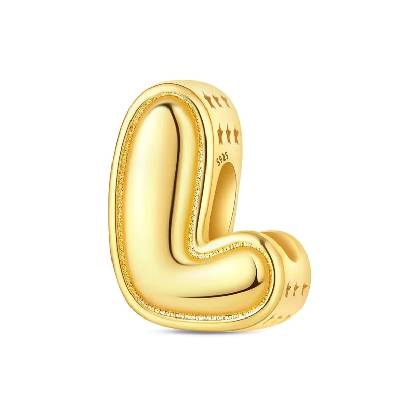 New Hot Sales 925 Sterling Silver 26 Golden Letters Charms Bead Fit Original Bracelet DIY Women Birthday Jewelry Gifts