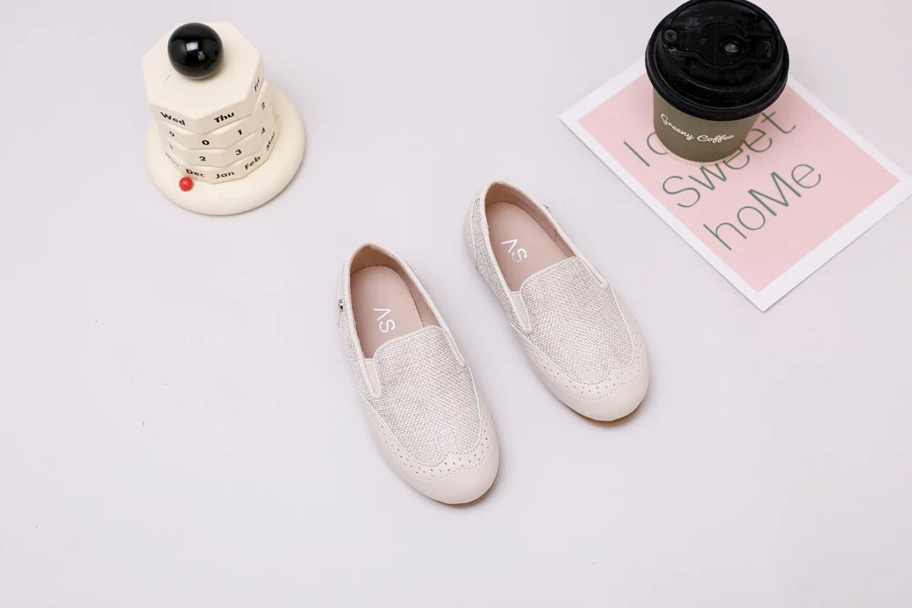 AS Kids Shoes Children Shoes Baby Boys Leather Loafers Toddler Slip On Princess Flats Girls Fashion Oxford Platform Mary Jane