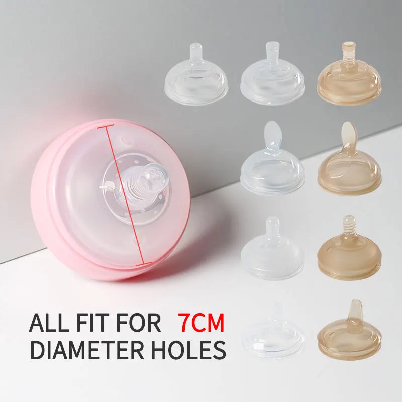 1 Pc 7cm Wide Big Mouth Nipple Pacifier 100% Bpa Free Spoon Straw Nipple Head Gravity Ball Replacement Head For Baby Milk Bottle