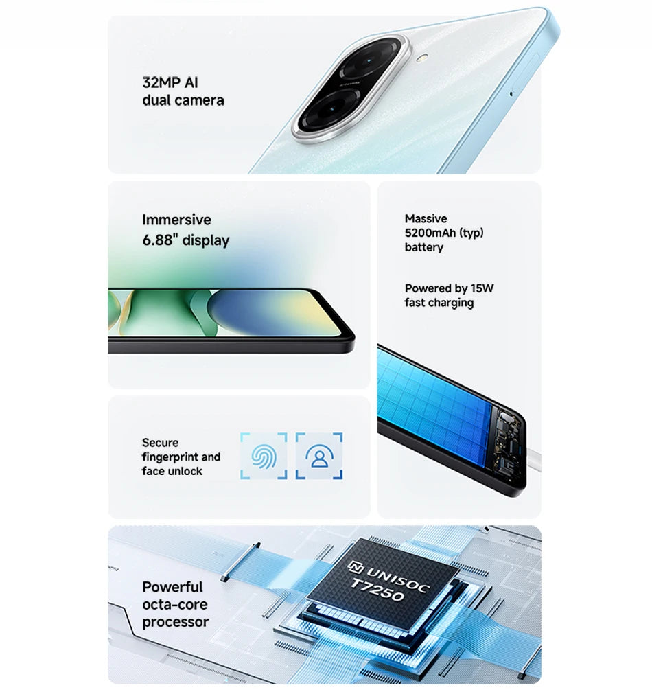 Redmi A5 Global Version UNISOC T7250 Processor 6.88" Large Screen Display Supports 15W Fast Charging 32MP Main Camera Xiaomi