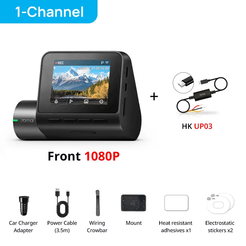 Global 70mai Dash Cam A200 Dual-channel Record 1080P HDR 2'' IPS Screen 24H Parking Monitor Car DVR 70mai A200 WIFI APP 130° FOV