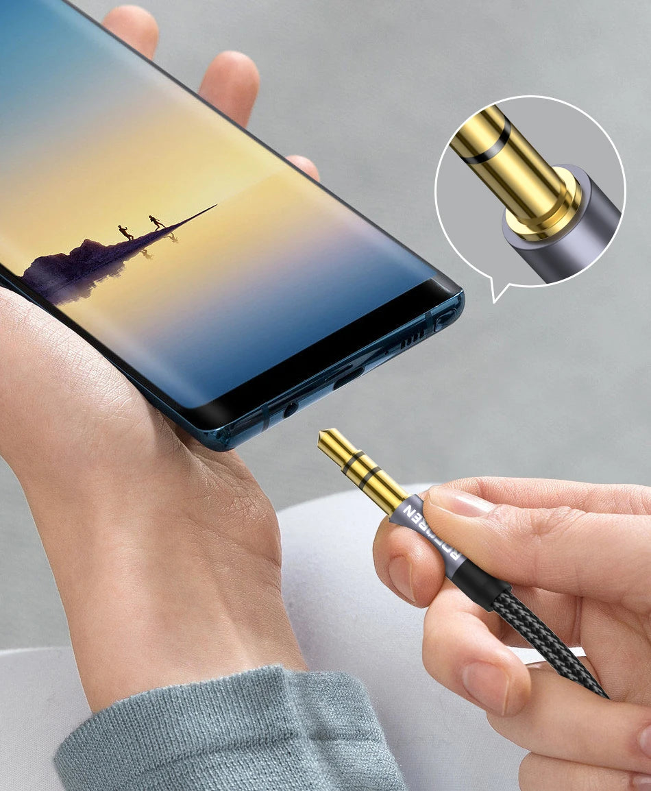 Rocoren Audio Cable 3.5 mm Jack Male to Male Aux Cable For Phone Headphone Car MP3 Speaker Computer 3.5mm Jack Aux Wire Cord 5M