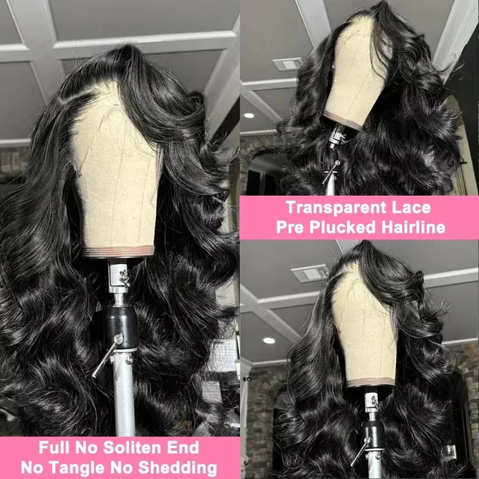 HD 40 Inches 250% 5x5 Glueless Ready To Wear Closure Burmese Remy Human Hair 13x6 Lace Front Human Hair Wigs Transparent Body Wave 13x4 Lace Frontal Wig