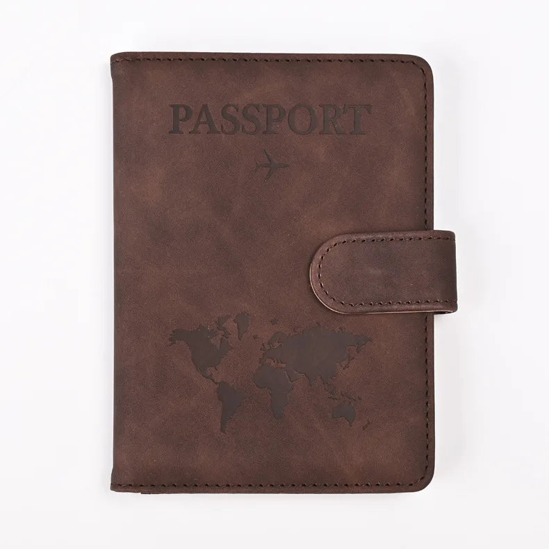 Leather Passport Holder Travel Wallet with ID Credit Card Slot PU Leather Passport Covers Case RFID Blocking Passport Protector