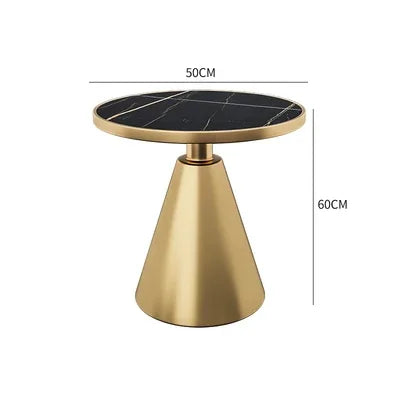 Luxury Round Side Table with Marble Top and Metal Base Modern End Table for Small Space Living Room Bedroom Hotel Use