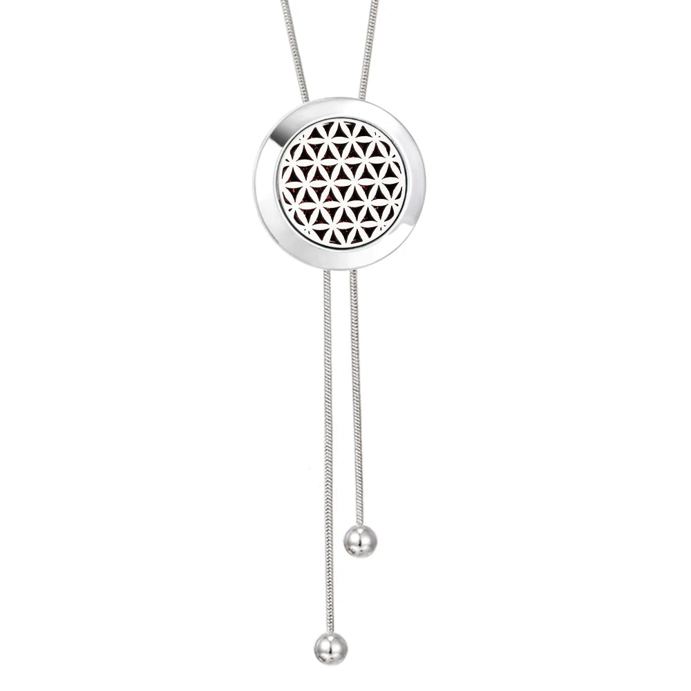 Tree Of Life Aromatherapy Necklace Spiral Open Perfume Locket Essential Oil Diffuser Tassel Pendant Necklace Aroma Jewelry Gift