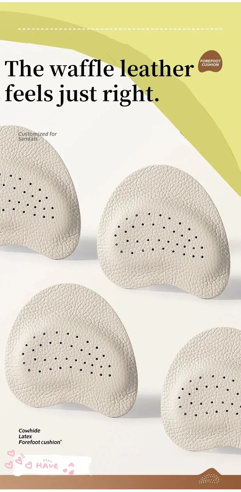 4PCS Sandals Anti-slip Stickers Leather Forefoot Pad Women High Heels Pain Relief Insert Insoles Toe Cushion Foot Care Shoes Pad