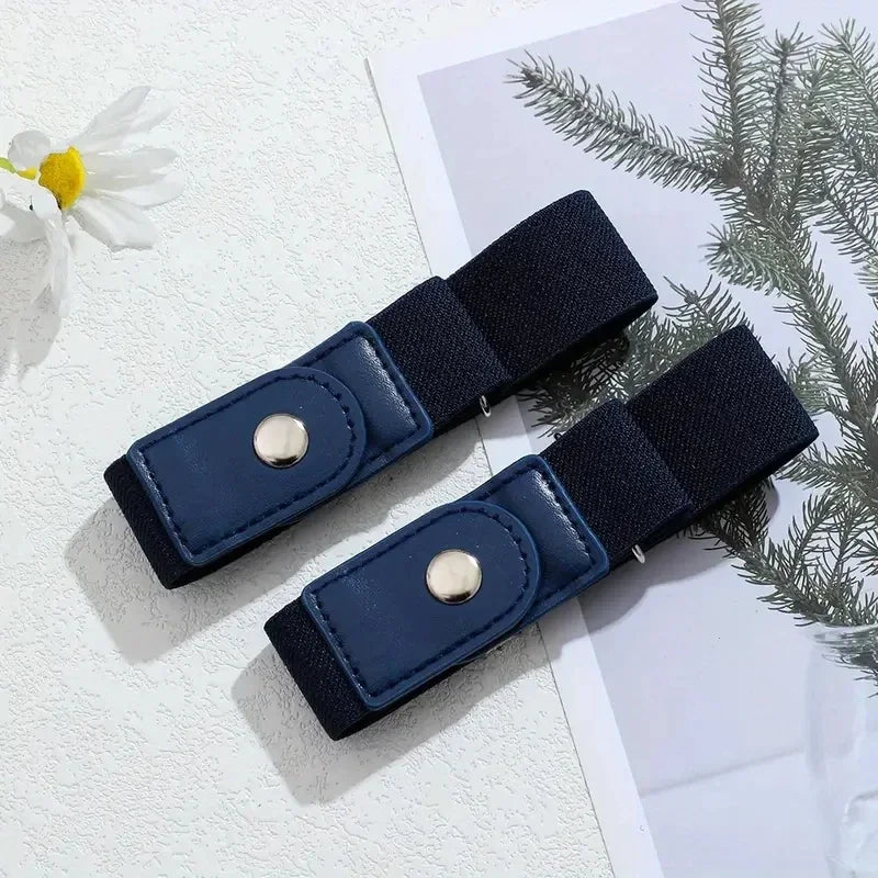 2pcs Set No Buckle Elastic Belt for Women Men Unisex Stretch Belt for Pants Jeans Casual Buckle Free Adjustable Invisible Belts