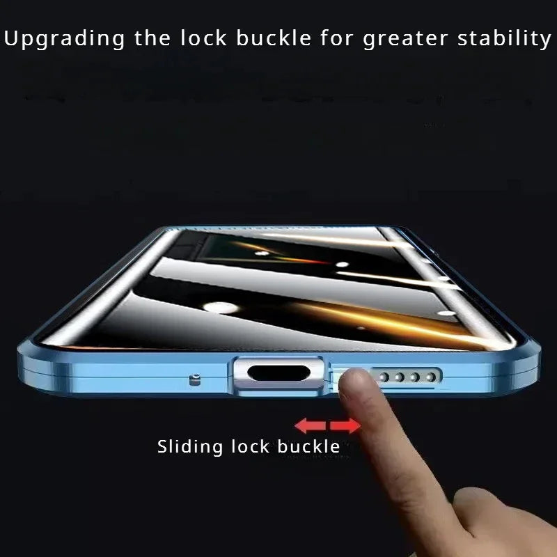 Protect Anti Peeping Privacy Double Sided Tempered Glass Phone Case For Redmi Note 12 13 14 Pro Plus 5G Metal Magnetic Cover