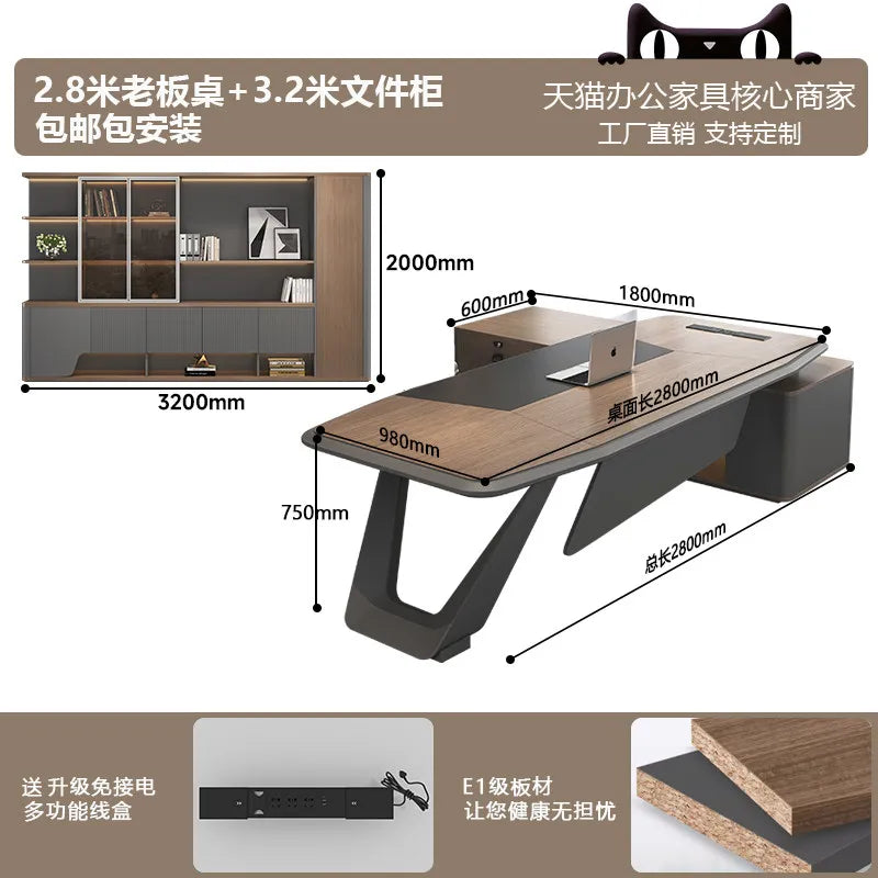 European Modern Office Desk Wooden Computer Gaming Decoration Drawer Office Desk Luxury Storage Meuble Bureau Home Furniture